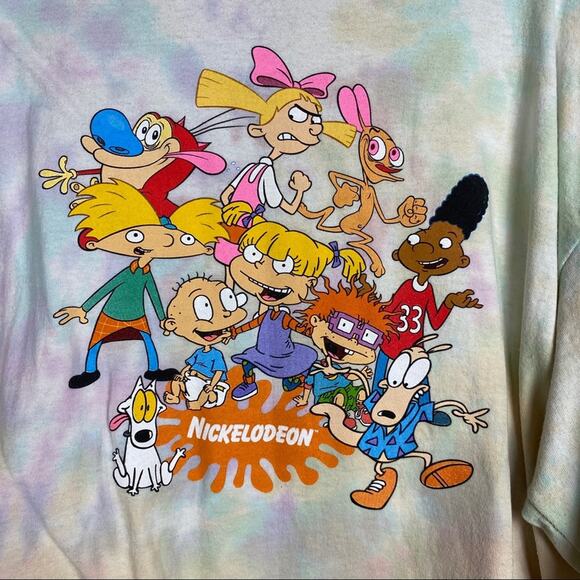 NICKELODEON TIE DYE CROP SWEATSHIRT SIZE XL - Picture 6 of 10